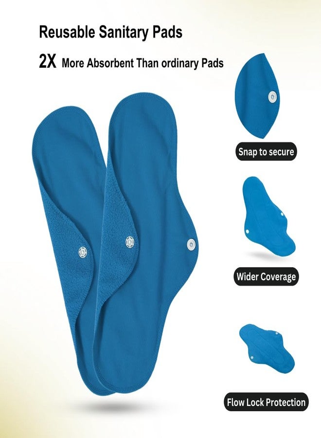 CareDone Super Comfy Heavy Flow Pad - Extra large| |Reusable Sanitary Cloth Pad | Organic Cotton| with leak proof | lasts upto 75-100 washes (Blue Cloth Pad- Pack 2) - Image 3